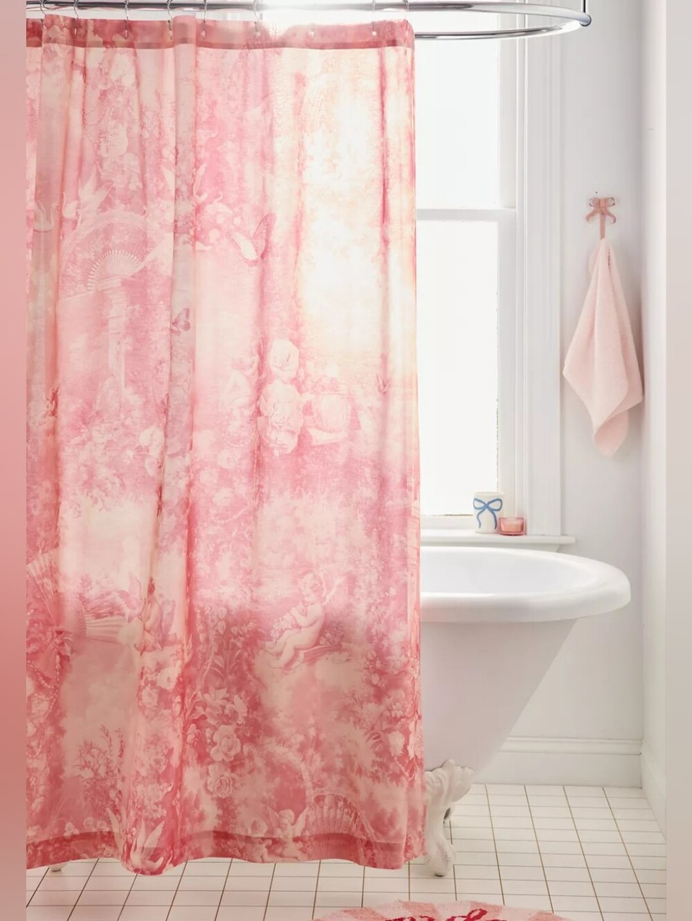❣️🪷NIB Urban Outfitters UO Home Cherub Patterned Shower Curtain, 72x72" 🌙